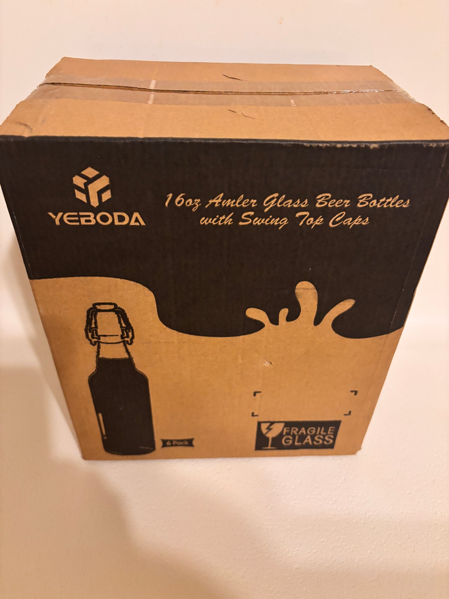 NEW! Yeboda 6 Amber Glass Beer Bottles w/Swing Top Caps - FREE SHIPPING