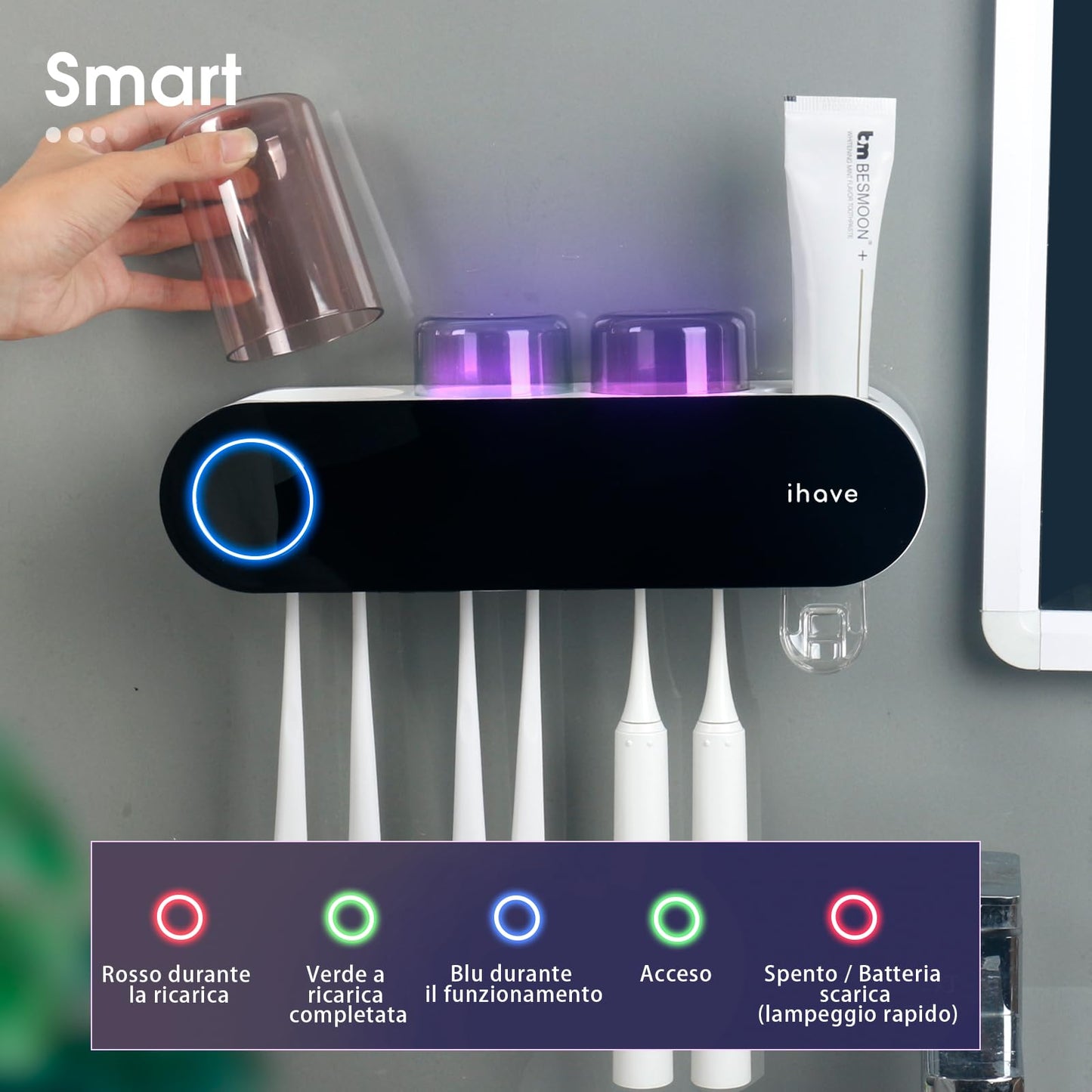 iHave Wall Mounted Electric Toothbrush Holder with UV Sanitizer