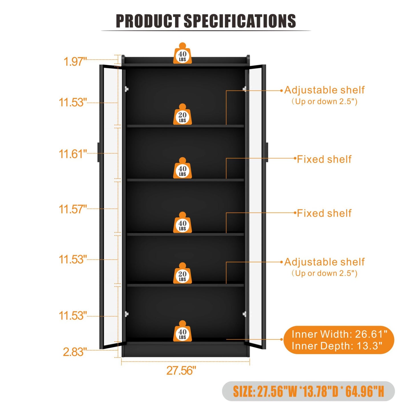 Dystler 5-Tier LED Display Cabinet for Collectibles