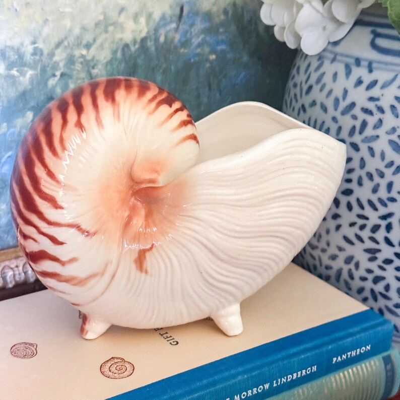 Fitz and Floyd Ceramic Nautilus Shell Footed Bowl - FREE SHIPPING