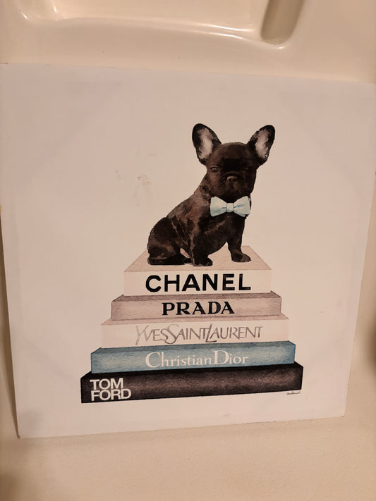 Fashionable Dog Art Print with Designer Books‎- FREE SHIPPING