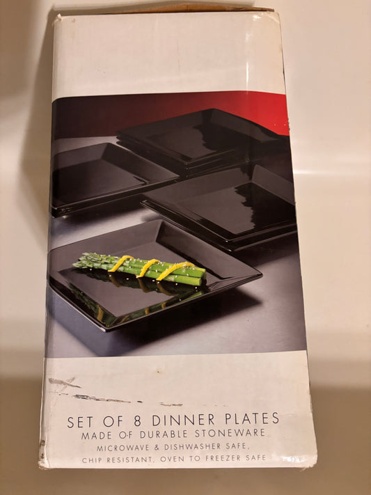 Royal Limited Black 8 Piece Stoneware Dinnerware Set- FREE SHIPPING