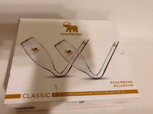 Chambong Rapid Champagne Glasses Set of Two Hand Blown Classic 6 oz. NEW In Box -FREE SHIPPING