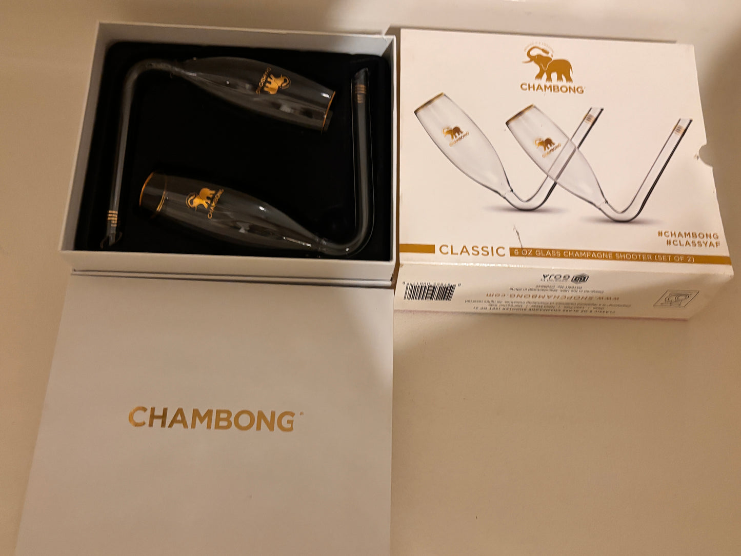 Chambong Rapid Champagne Glasses Set of Two Hand Blown Classic 6 oz. NEW In Box -FREE SHIPPING