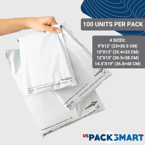 White Plastic Poly Mailers 9"x12" Shipping Bags for Clothing, Books, Accessories Waterproof