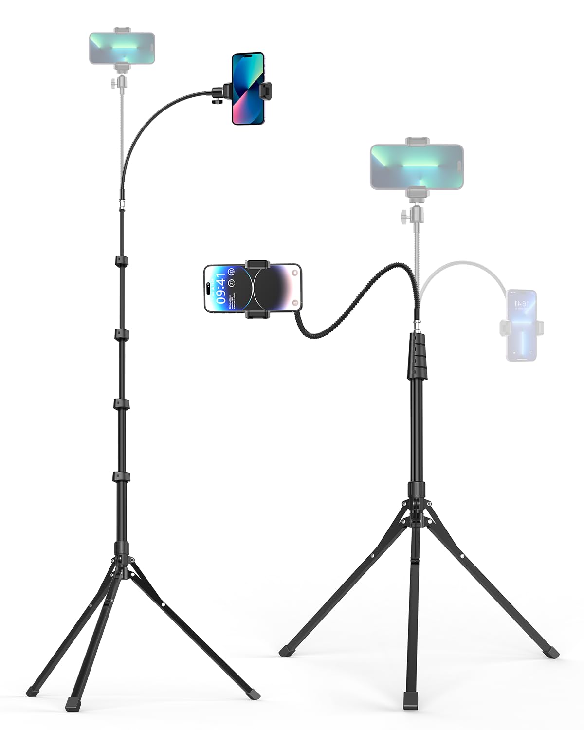 Aureday 92” Phone Tripod with Gooseneck and Remote
