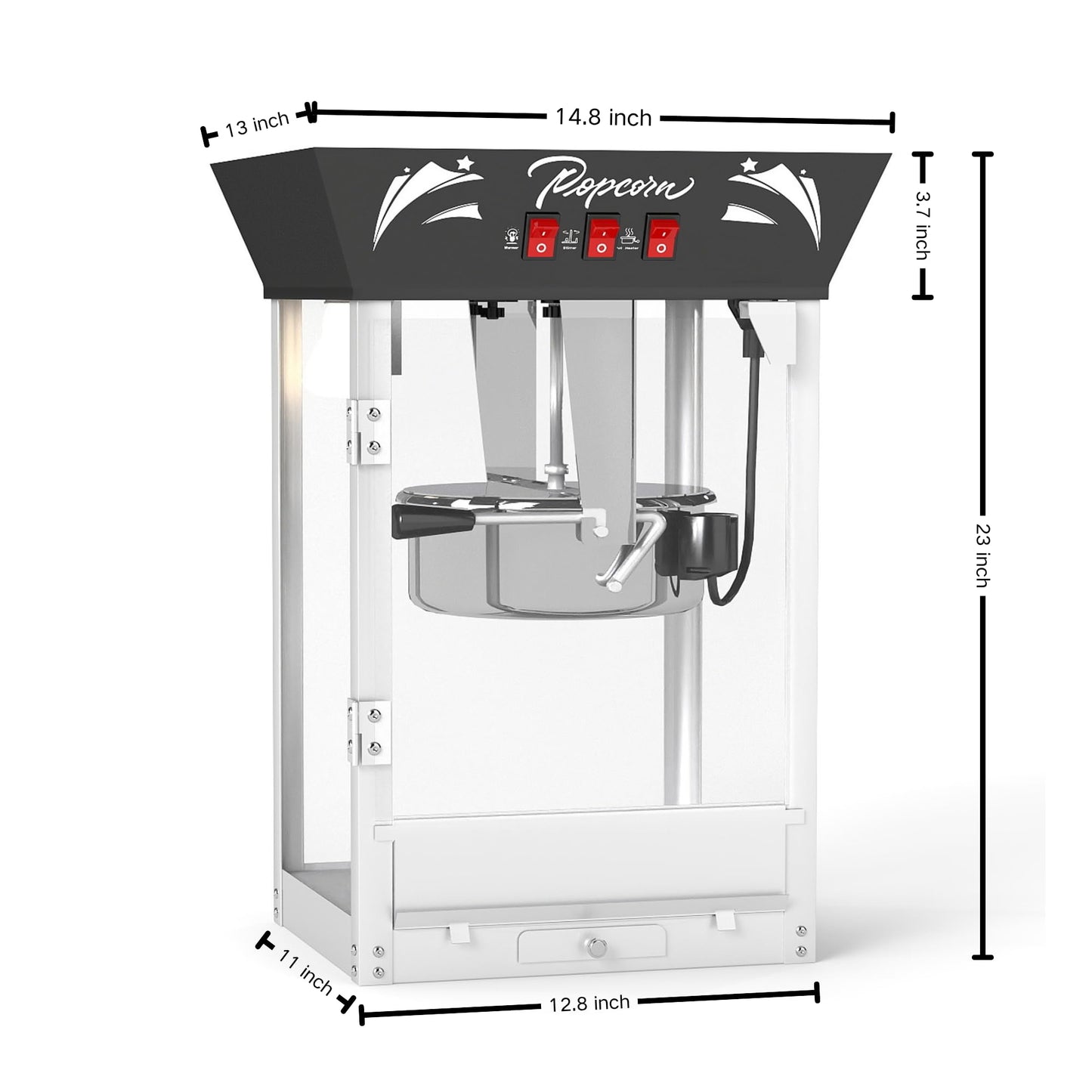Commercial Popcorn Machine: Countertop Popper with Tempered Glass & Warming Deck