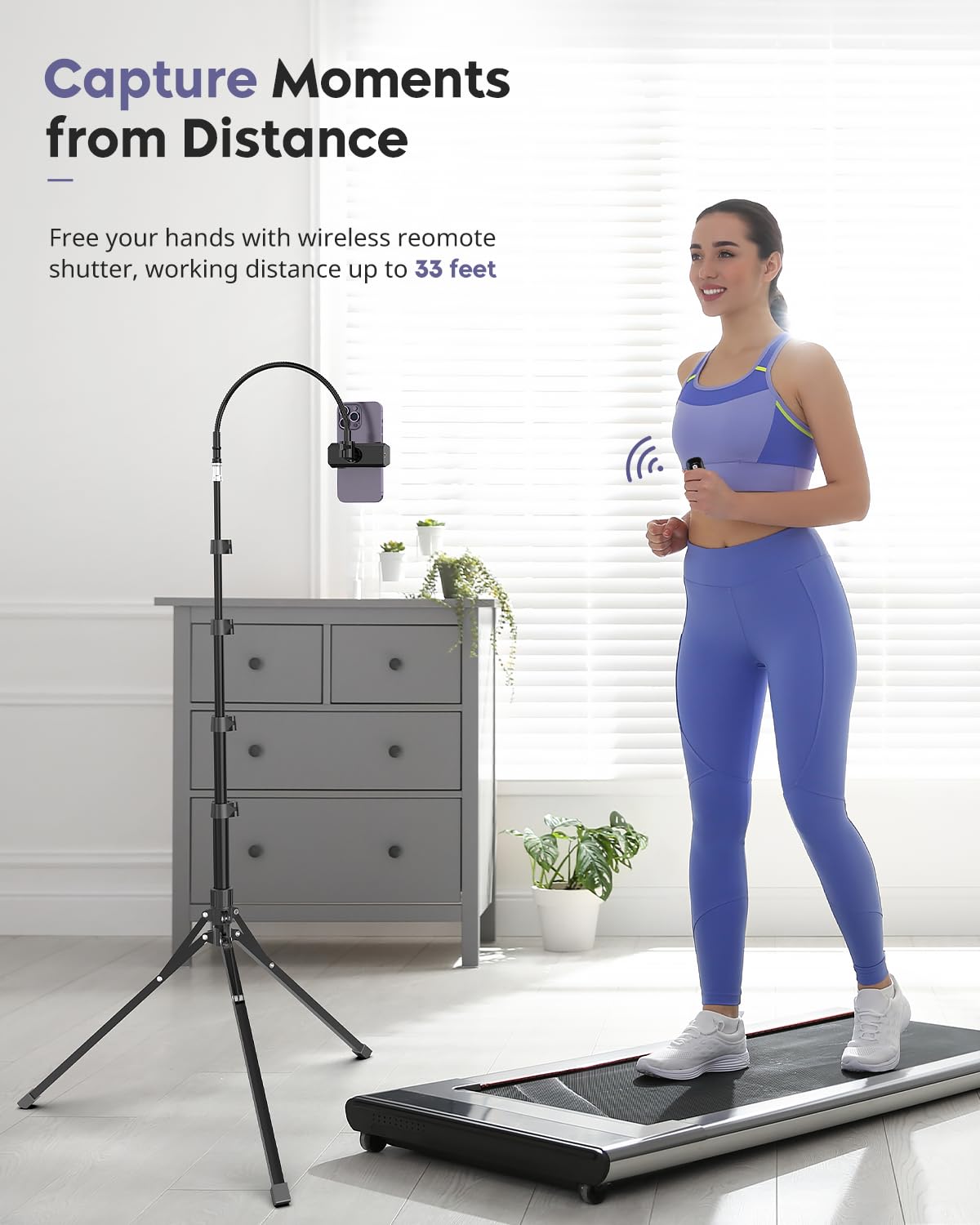 Aureday 92” Phone Tripod with Gooseneck and Remote