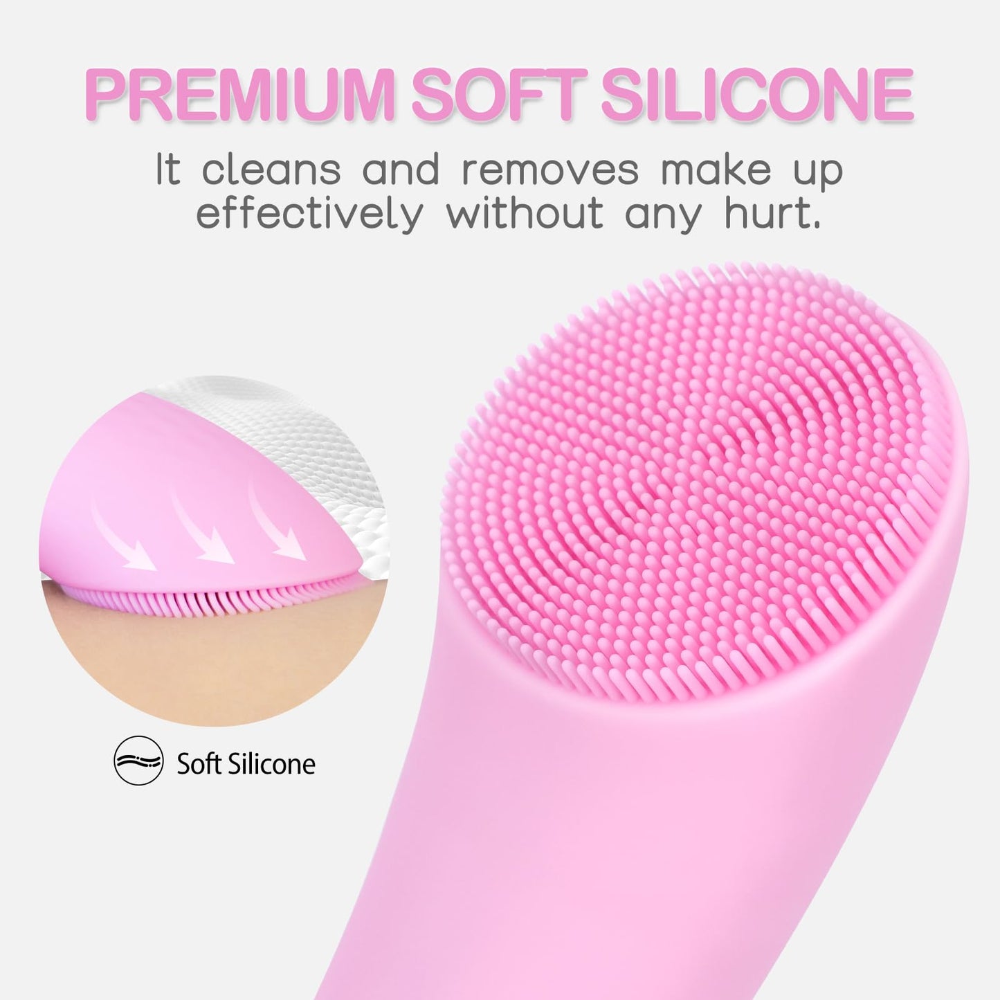PRITECH Facial Cleansing Brush, Rechargeable Silicone Face Scrubber with Heat Massage
