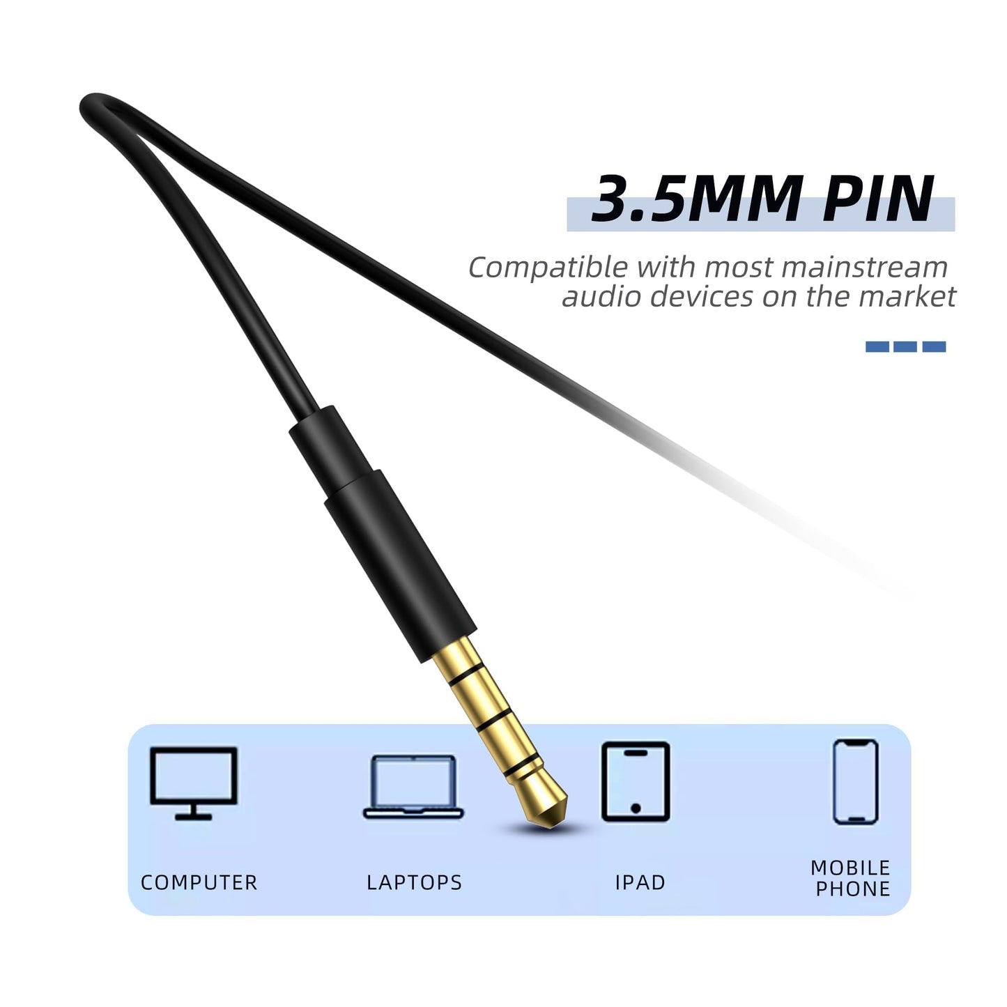 MORMOQUE EP-06 Wired Earbuds, 3.5mm Jack 4.9ft Long Cord Ear Buds, 6 Ear Tips,for Smartphones/Laptop/Computer Etc.