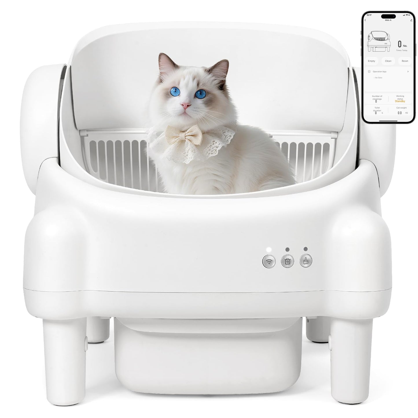 Self Cleaning Litter Box,Open Top Automatic Litter Box with App Control for Multiple Cats, Safety Sensors Protection, Odor Control