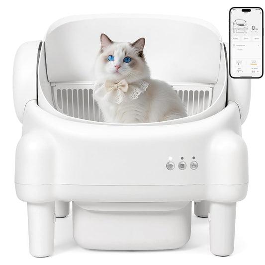 Self Cleaning Litter Box,Open Top Automatic Litter Box with App Control for Multiple Cats, Safety Sensors Protection, Odor Control