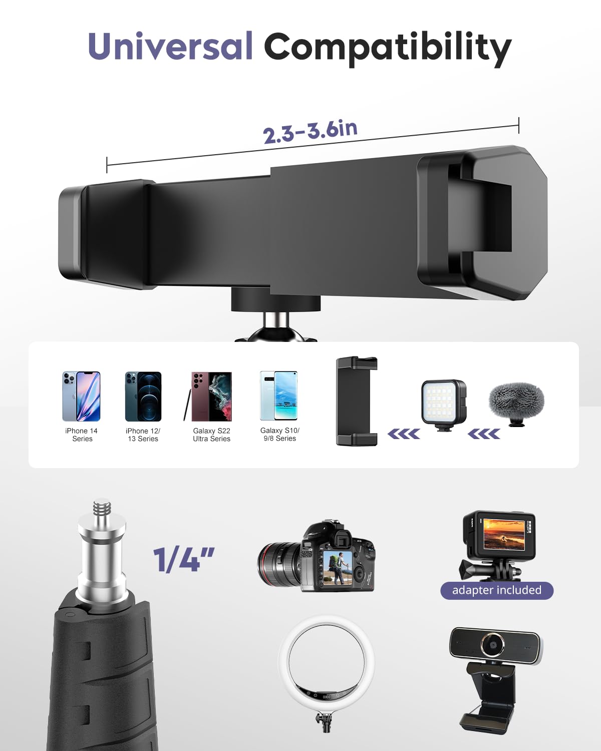Aureday 92” Phone Tripod with Gooseneck and Remote