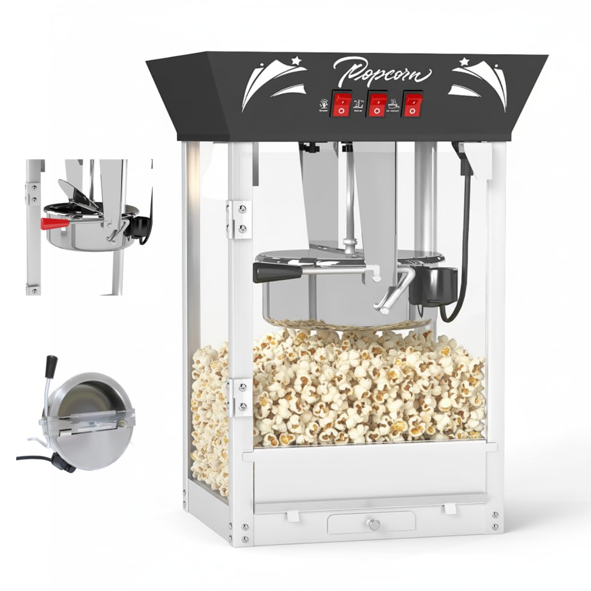 Commercial Popcorn Machine: Countertop Popper with Tempered Glass & Warming Deck