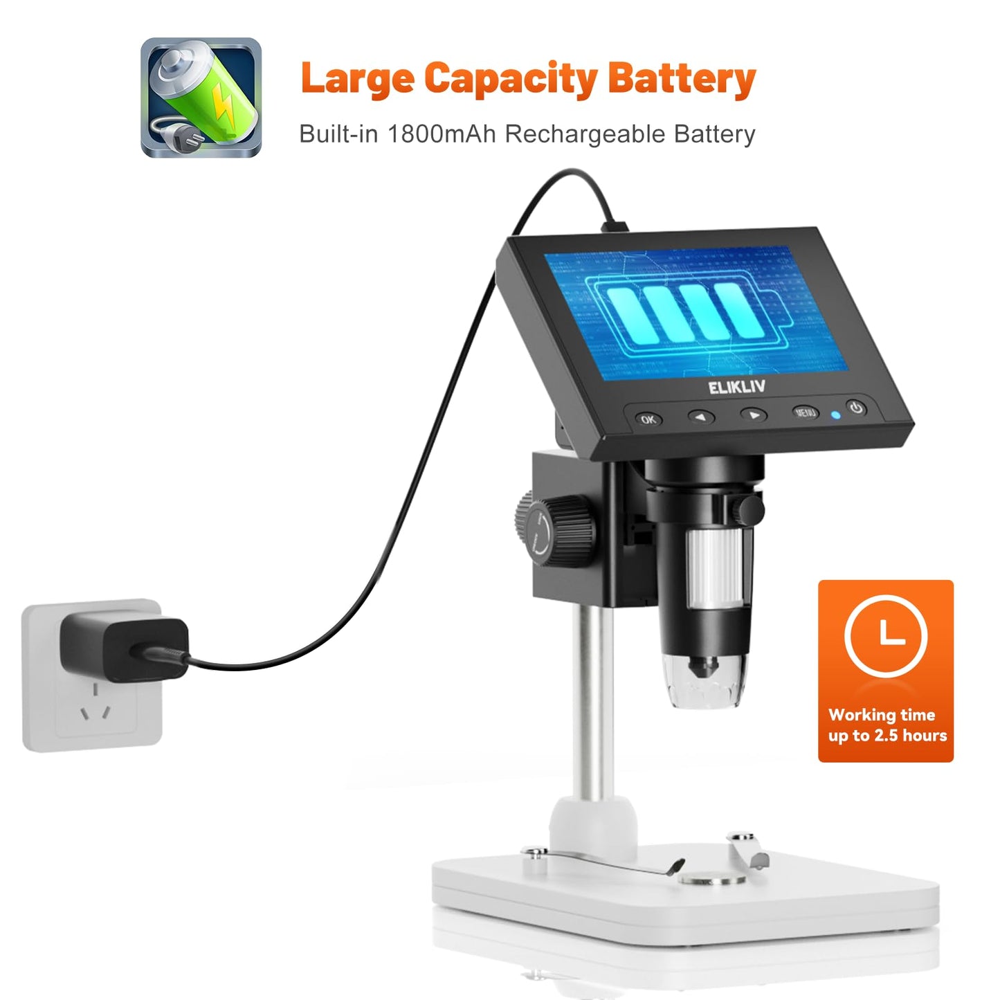 Elikliv 1000x Digital Coin Microscope with LCD Screen