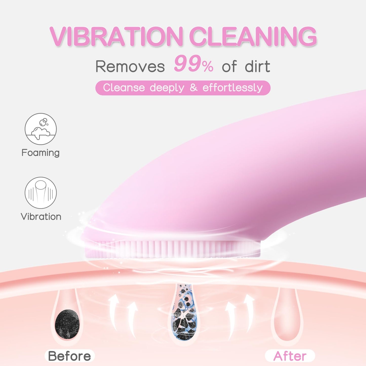 PRITECH Facial Cleansing Brush, Rechargeable Silicone Face Scrubber with Heat Massage