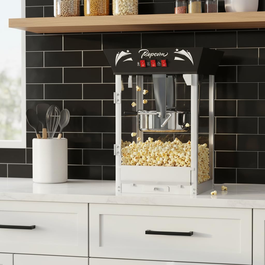 Commercial Popcorn Machine: Countertop Popper with Tempered Glass & Warming Deck
