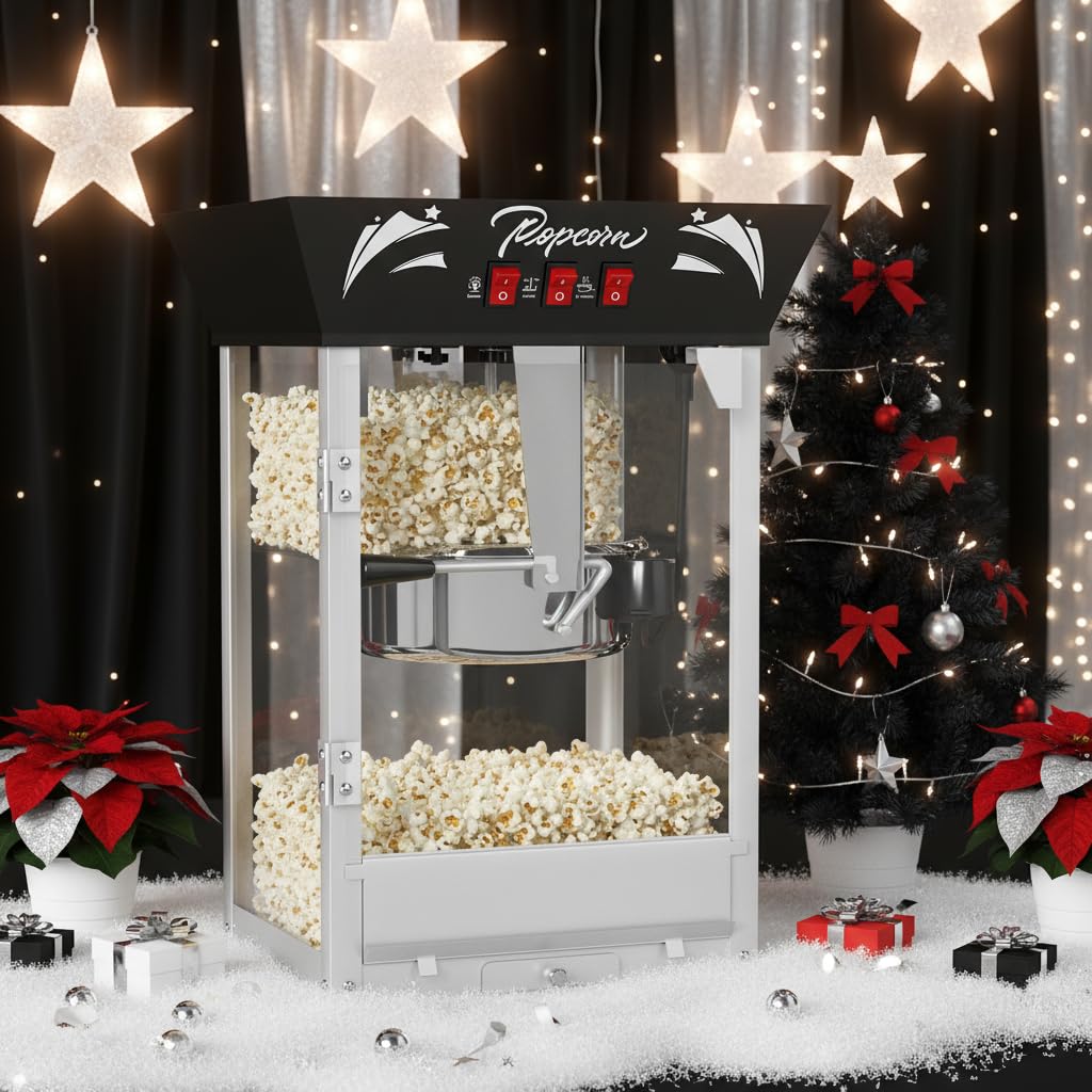 Commercial Popcorn Machine: Countertop Popper with Tempered Glass & Warming Deck
