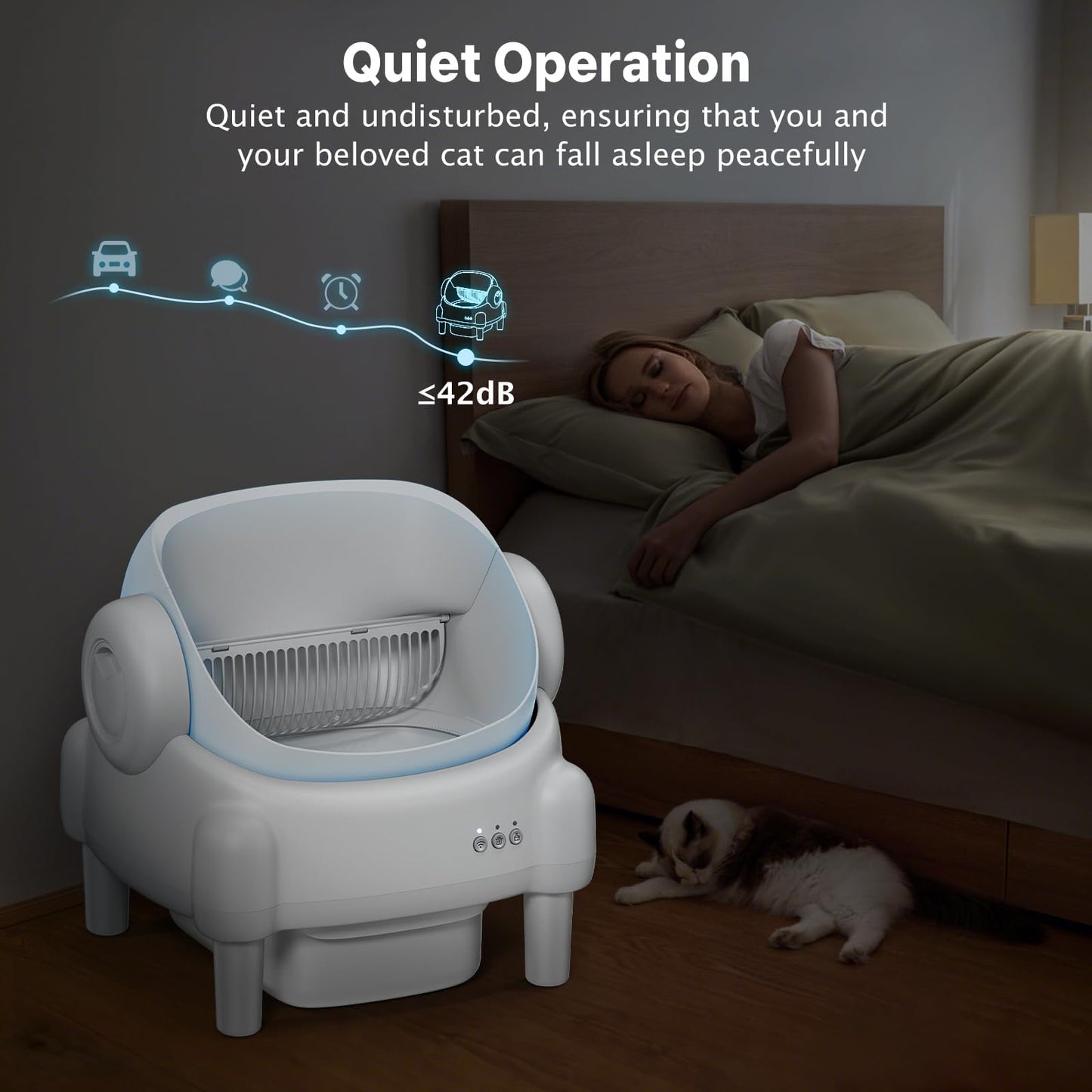 Self Cleaning Litter Box,Open Top Automatic Litter Box with App Control for Multiple Cats, Safety Sensors Protection, Odor Control