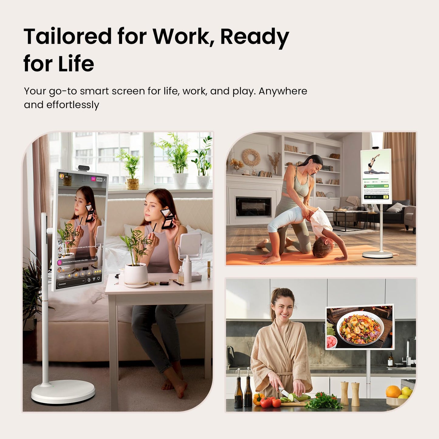 ApoloSign 32-Inch Smart Portable TV on Wheels Android 15