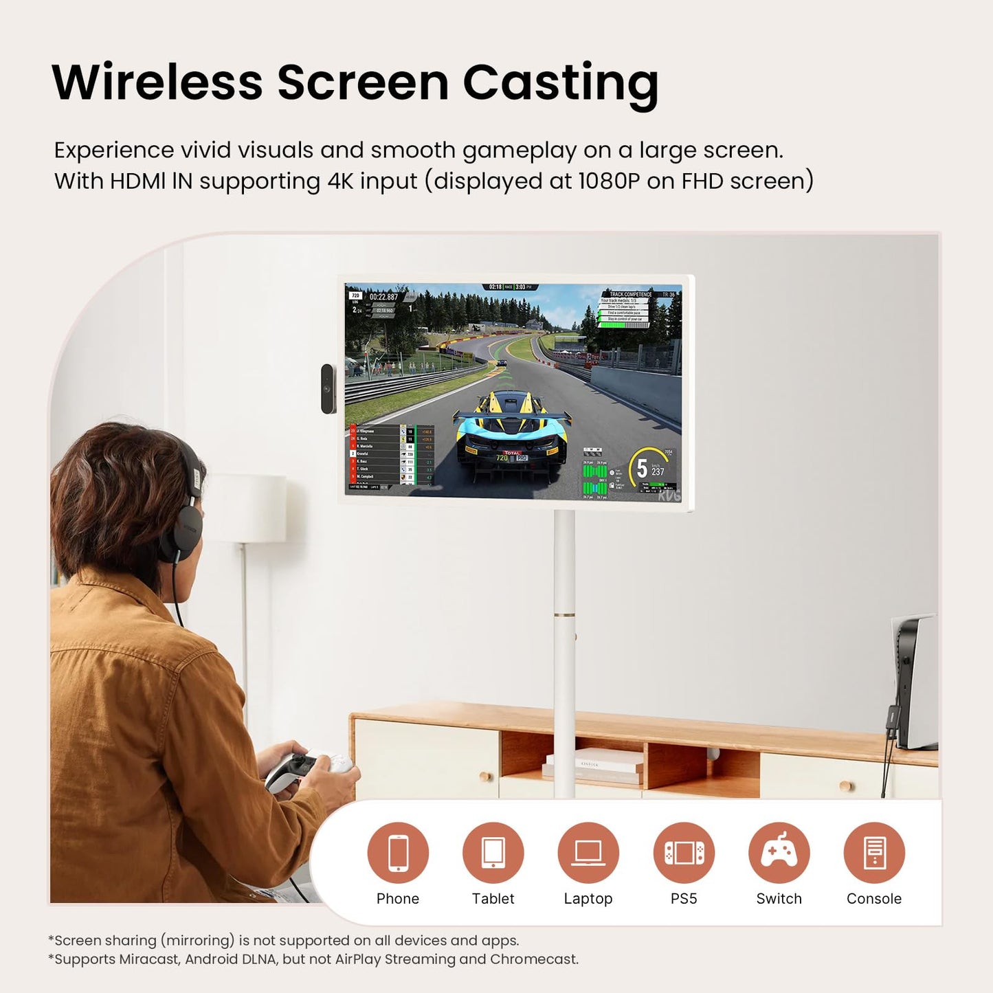 ApoloSign 32-Inch Smart Portable TV on Wheels Android 15