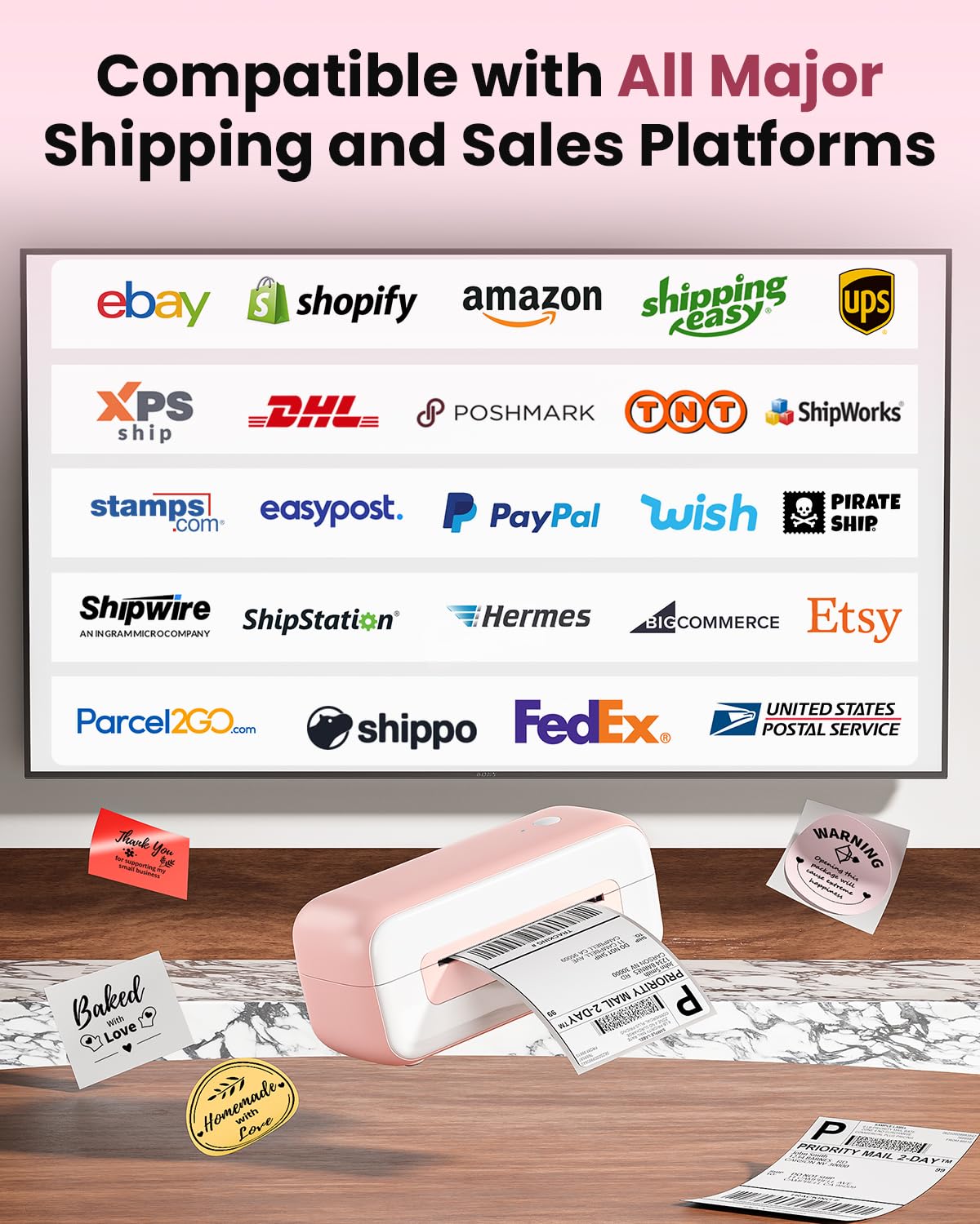 Phomemo Bluetooth Thermal Shipping Label Printer- 4x6, Compatible with iPhone Android Windows Mac, Fast Inkless Printing for Ebay Amazon Shopify USPS FedEx