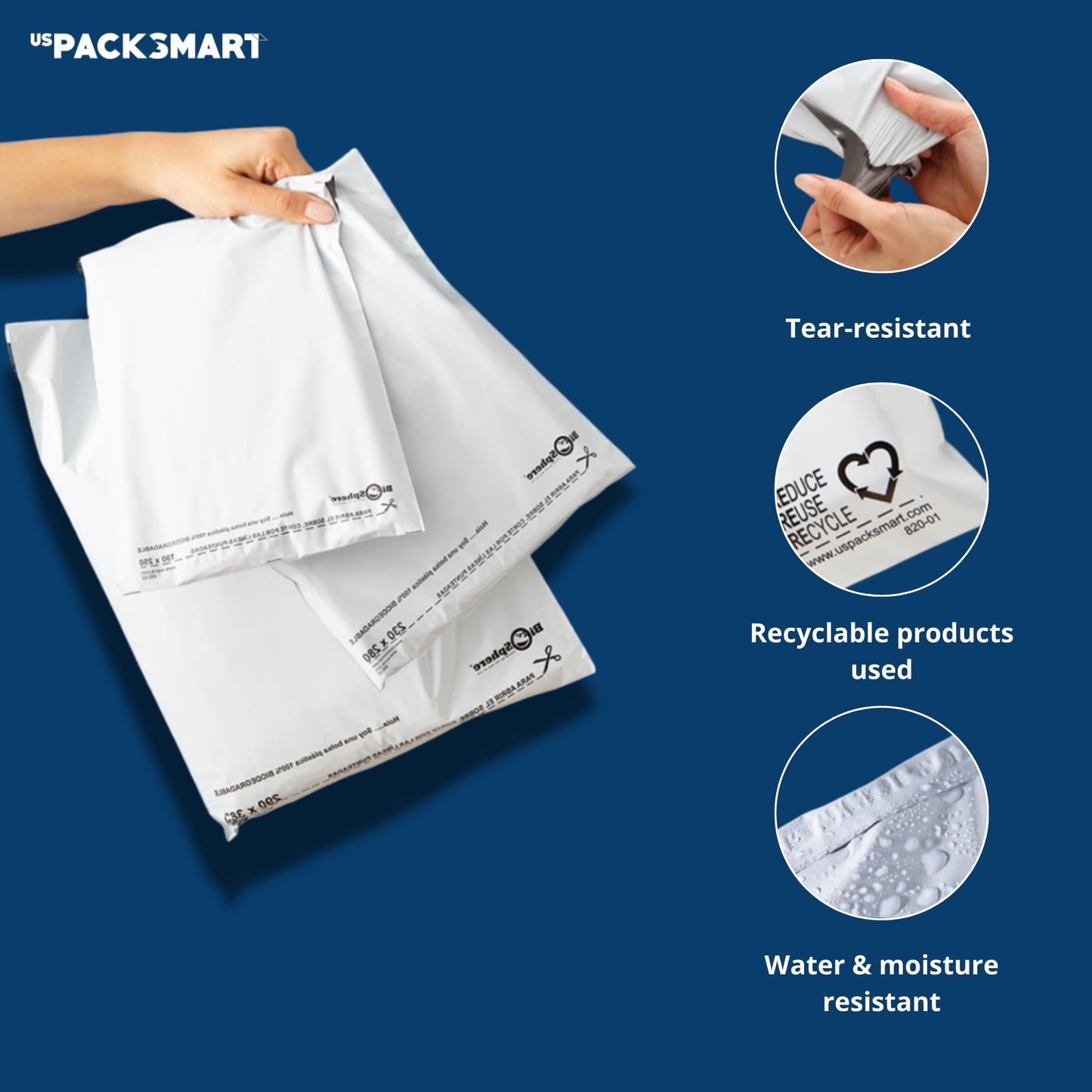 White Plastic Poly Mailers 9"x12" Shipping Bags for Clothing, Books, Accessories Waterproof