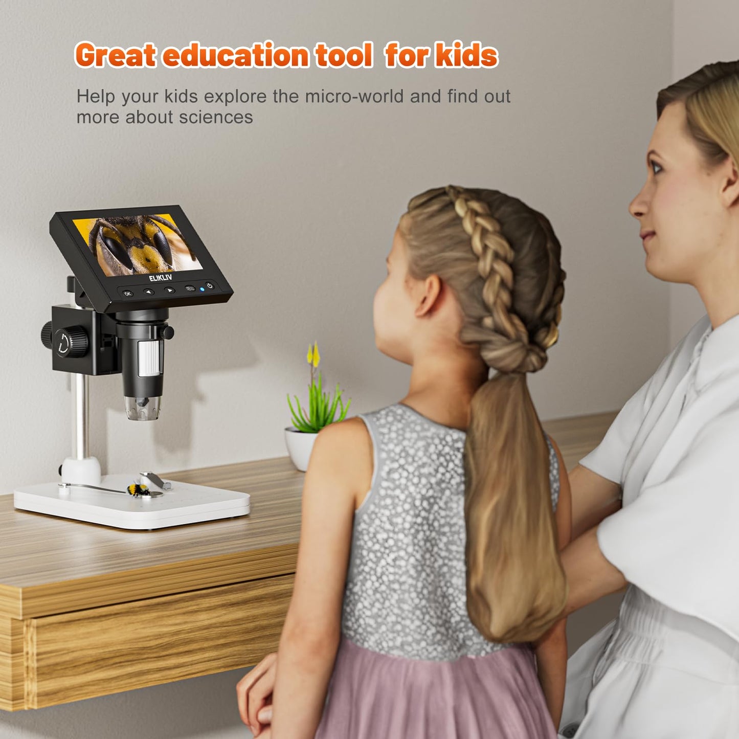 Elikliv 1000x Digital Coin Microscope with LCD Screen