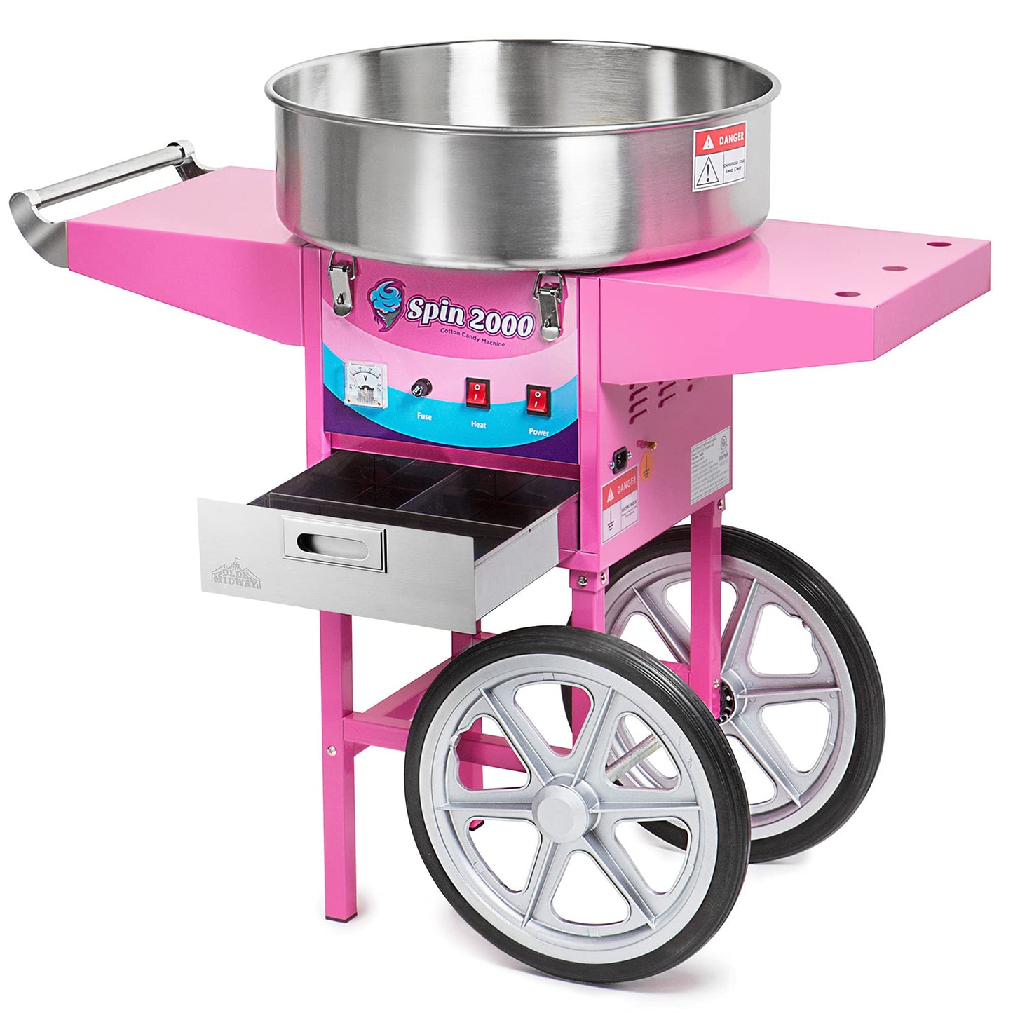 Olde Midway Cotton Candy Machine Cart,  Electric Candy Floss Maker, Commercial-Grade