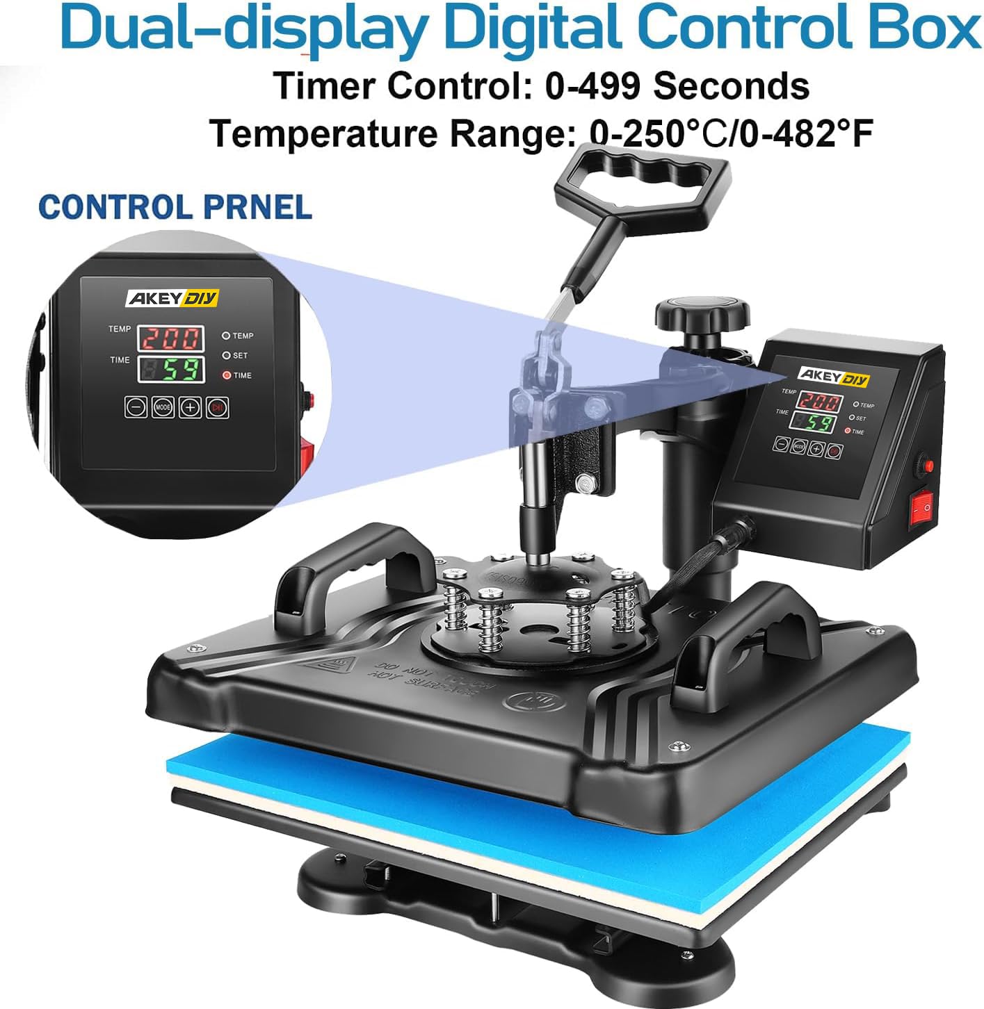 AKEYDIY 5 in 1 Heat Press Machine for T-Shirts, Mug Hat Plate