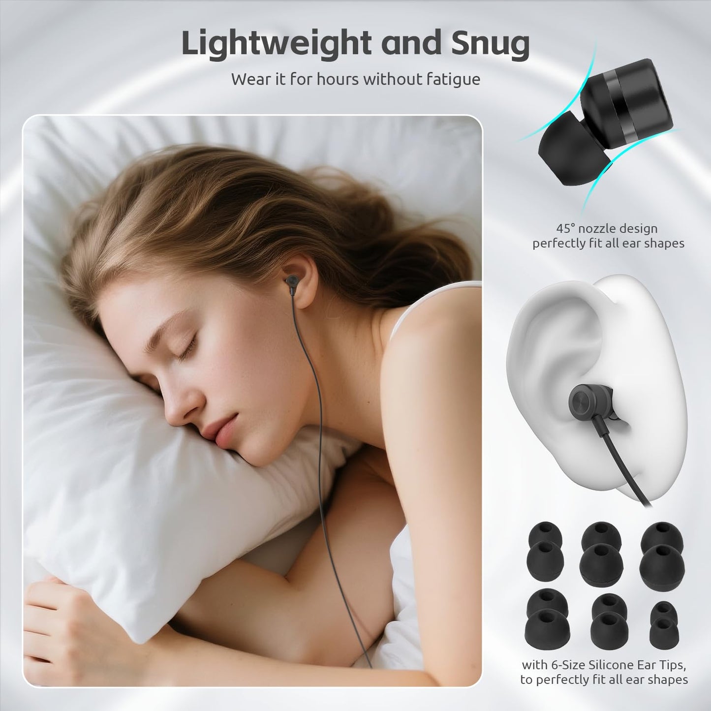 MORMOQUE EP-06 Wired Earbuds, 3.5mm Jack 4.9ft Long Cord Ear Buds, 6 Ear Tips,for Smartphones/Laptop/Computer Etc.