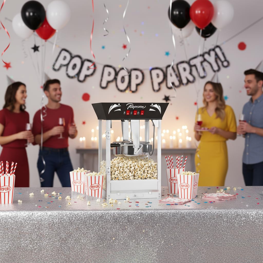 Commercial Popcorn Machine: Countertop Popper with Tempered Glass & Warming Deck