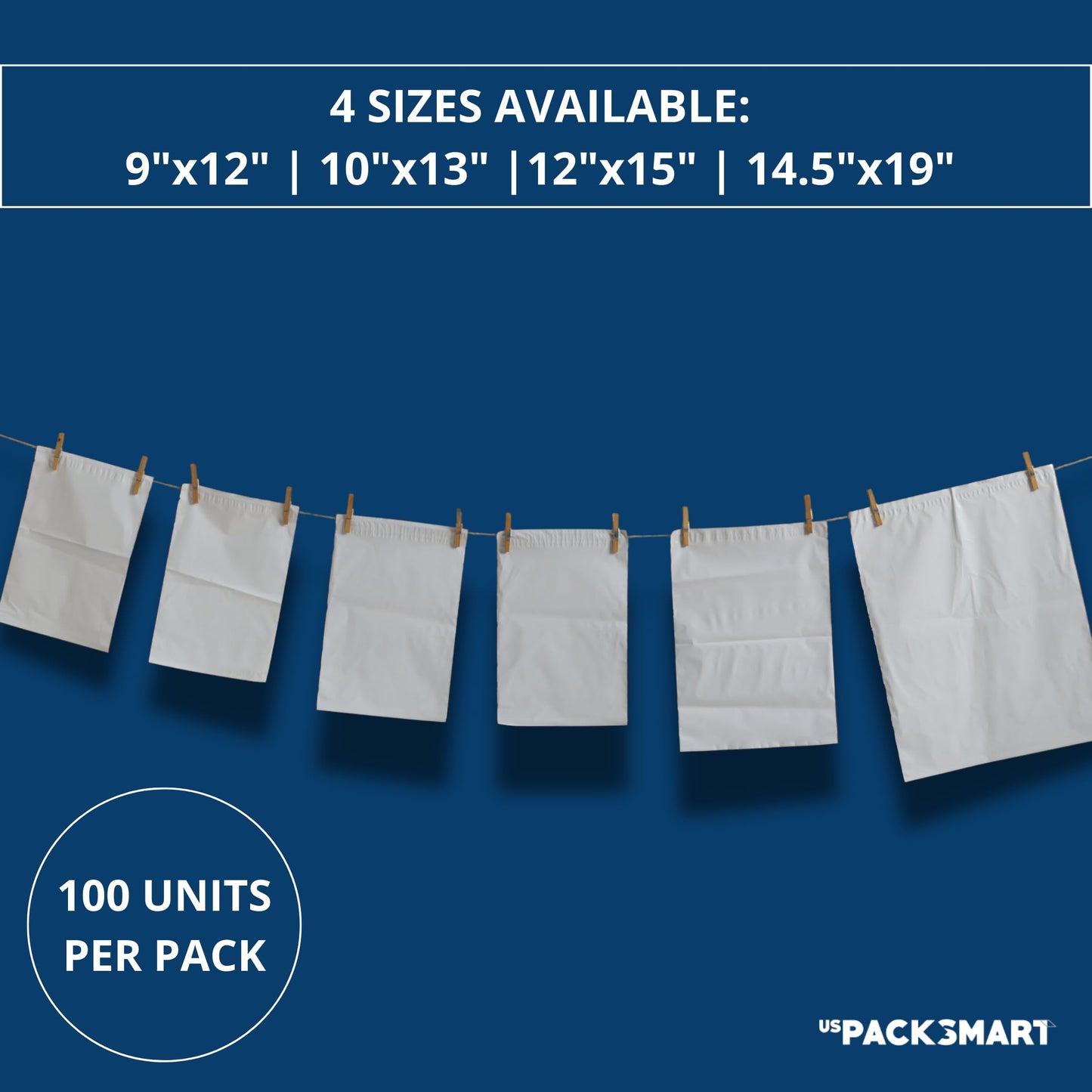 White Plastic Poly Mailers 9"x12" Shipping Bags for Clothing, Books, Accessories Waterproof