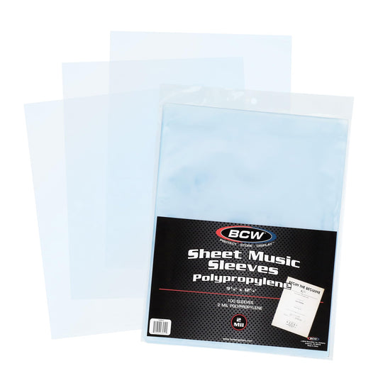 BCW Sheet Music Sleeves - Archival Quality, 100 Pack, 9 3/8x12 1/4 in