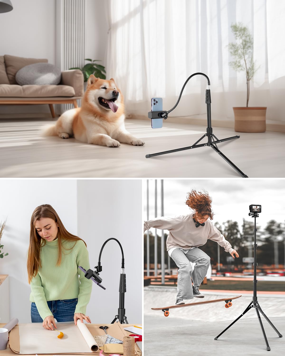 Aureday 92” Phone Tripod with Gooseneck and Remote