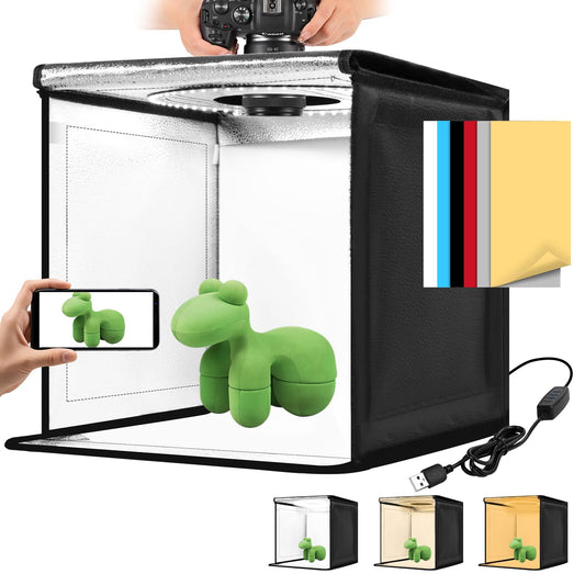 Hellovetee Photo Light Box, with CRI>95 120 Light Beads. Dimmable Shooting Tent Kit 6 colorss Photo Booth for Studio Products Display