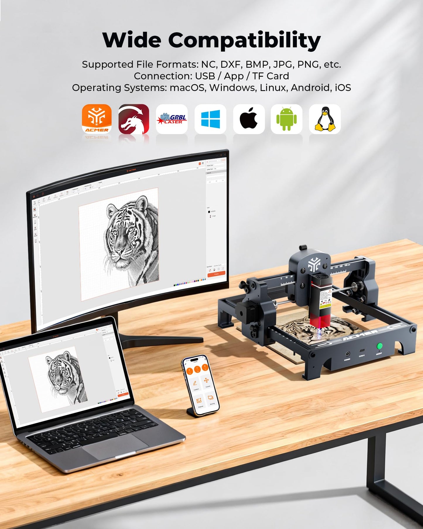 ACMER S1 Laser Engraver 2500mW, Compact Desktop Engraving & Cutting Machine
