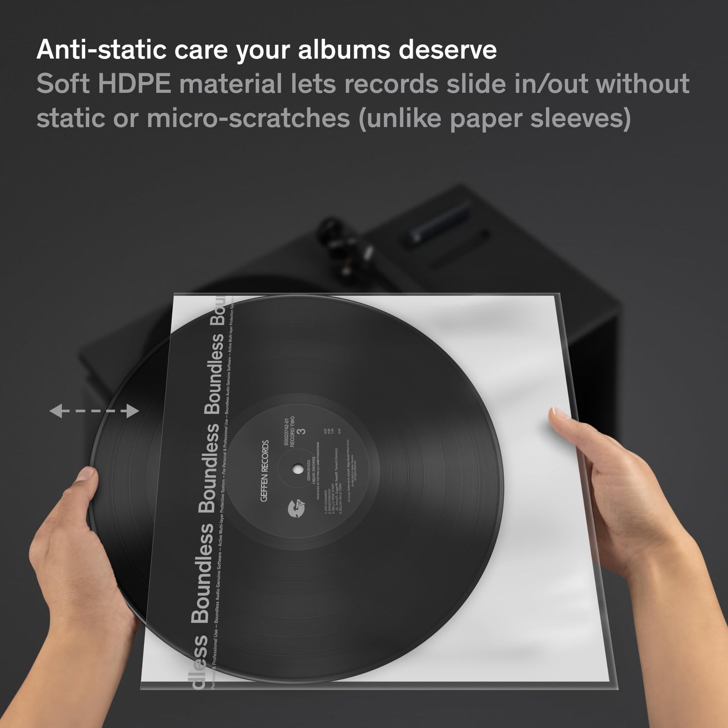 Boundless Audio Anti-Static Vinyl Record Inner Sleeves, 50 Pack