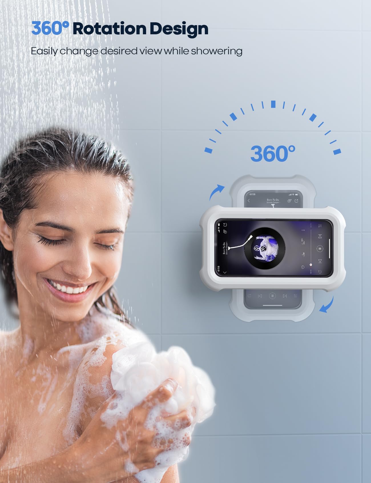 Lamicall Waterproof Shower Phone Holder with 480° Rotating Mount