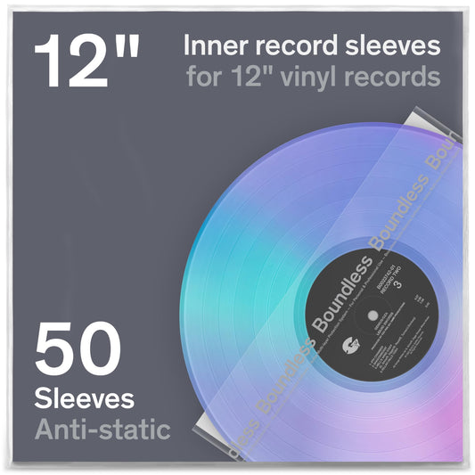 Boundless Audio Anti-Static Vinyl Record Inner Sleeves, 50 Pack
