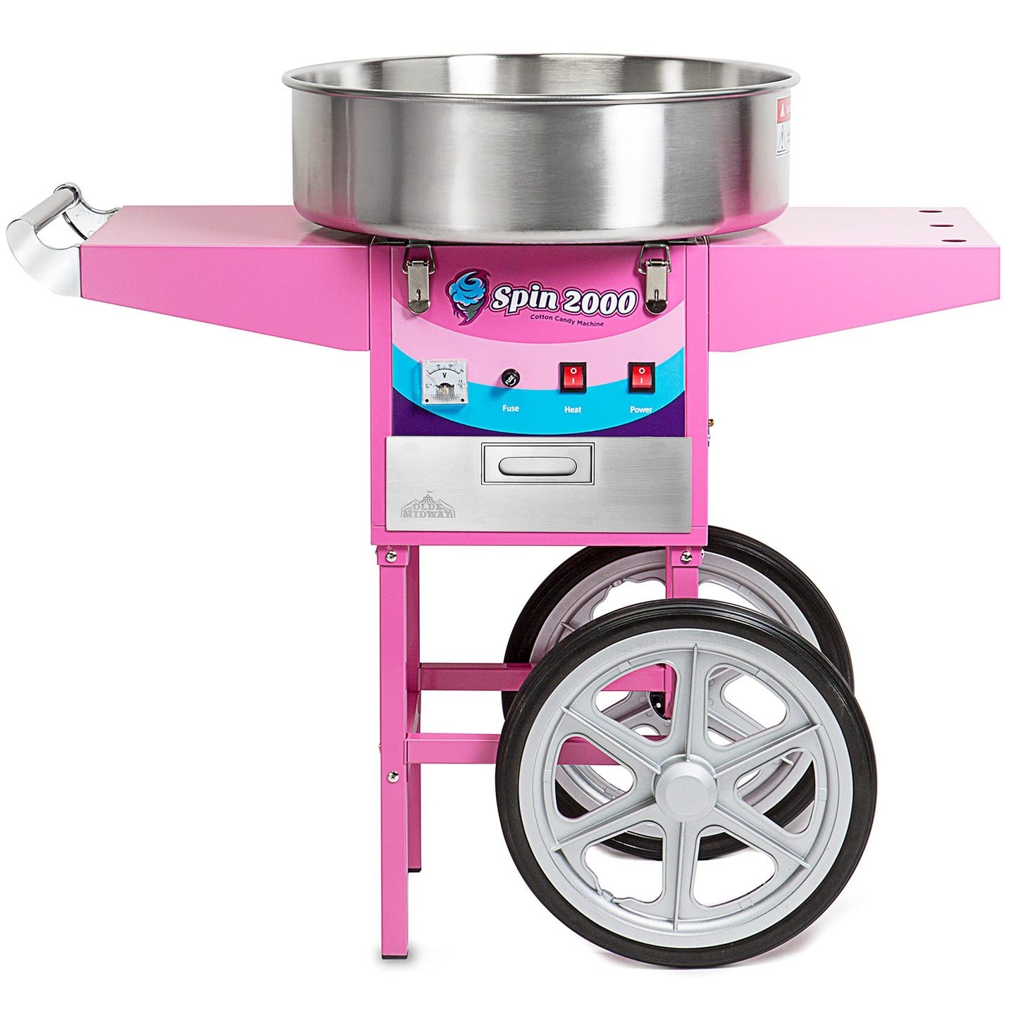Olde Midway Cotton Candy Machine Cart,  Electric Candy Floss Maker, Commercial-Grade
