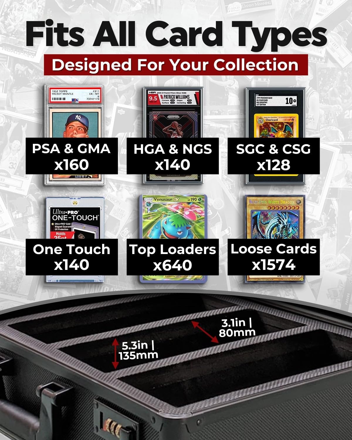 Graded Card Case with Lock for PSA Slabs
