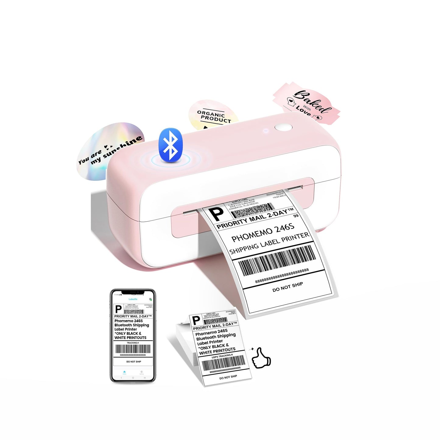 Phomemo Bluetooth Thermal Shipping Label Printer- 4x6, Compatible with iPhone Android Windows Mac, Fast Inkless Printing for Ebay Amazon Shopify USPS FedEx