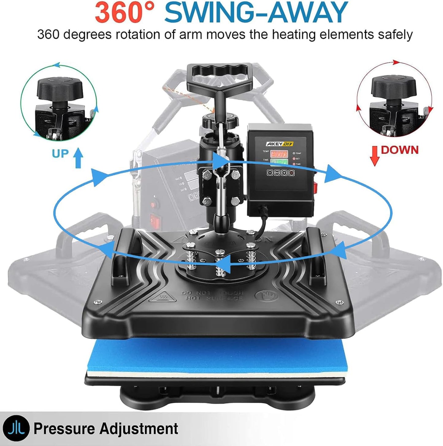 AKEYDIY 5 in 1 Heat Press Machine for T-Shirts, Mug Hat Plate