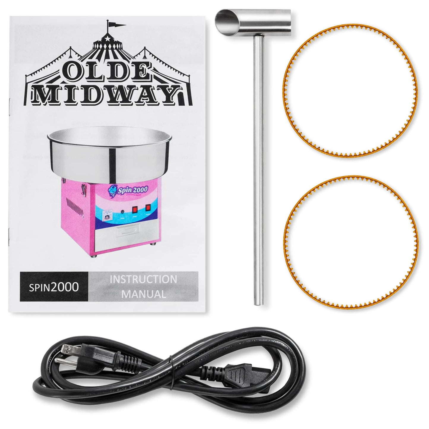 Olde Midway Cotton Candy Machine Cart,  Electric Candy Floss Maker, Commercial-Grade