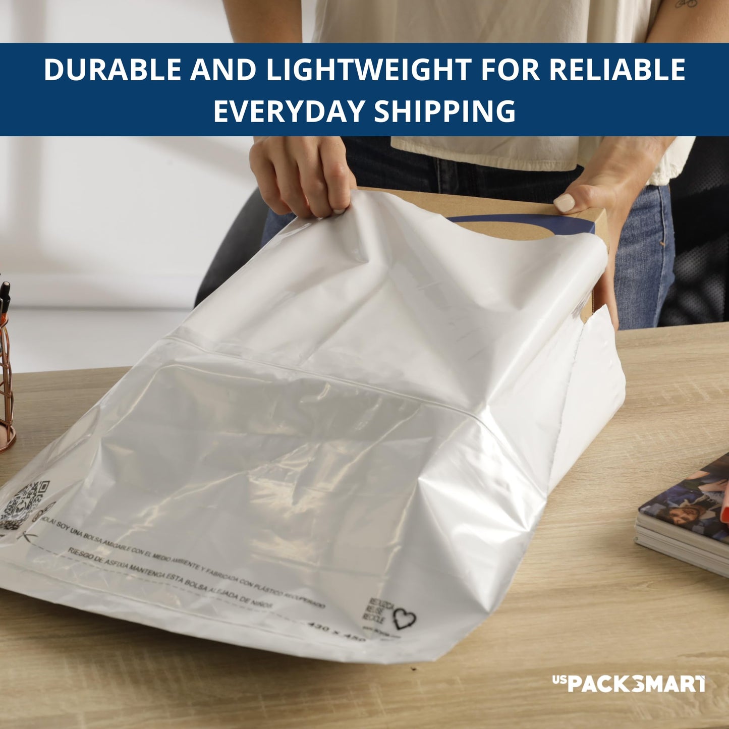 White Plastic Poly Mailers 9"x12" Shipping Bags for Clothing, Books, Accessories Waterproof
