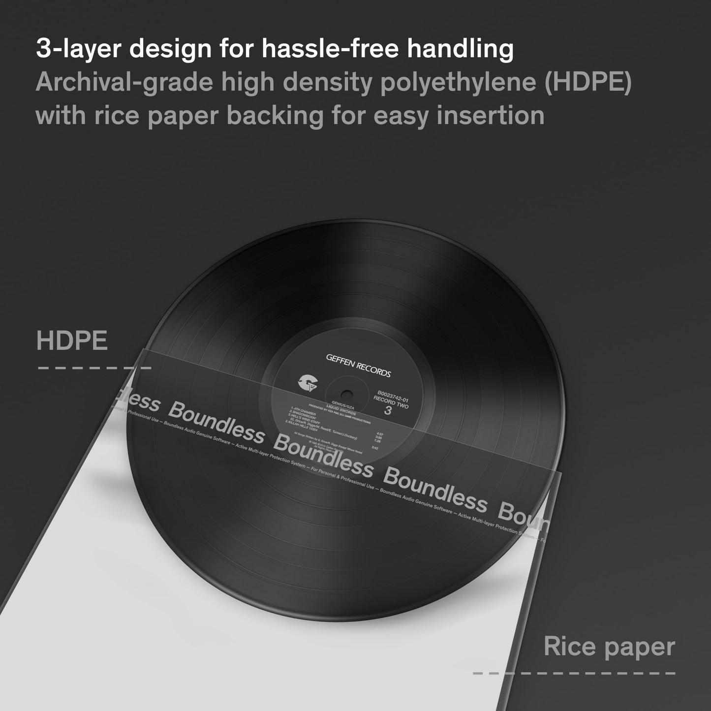 Boundless Audio Anti-Static Vinyl Record Inner Sleeves, 50 Pack