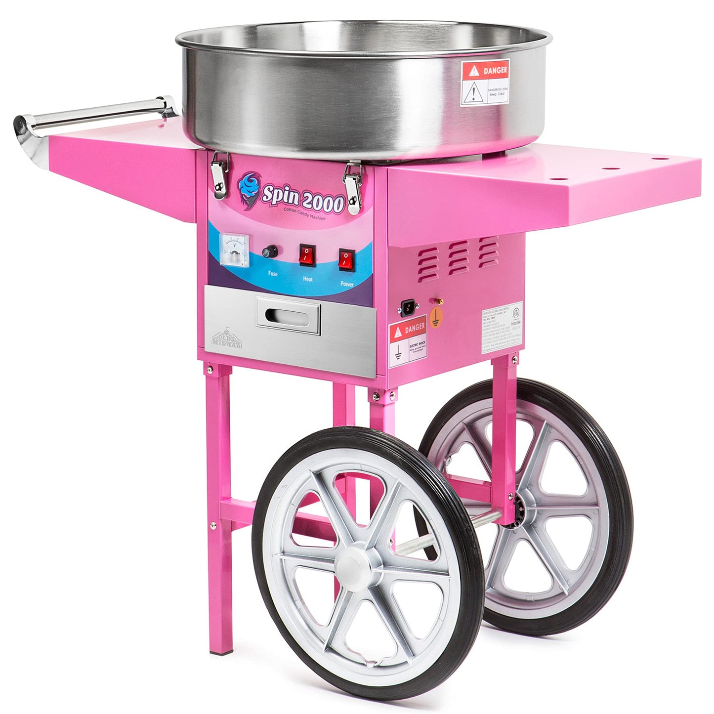 Olde Midway Cotton Candy Machine Cart,  Electric Candy Floss Maker, Commercial-Grade