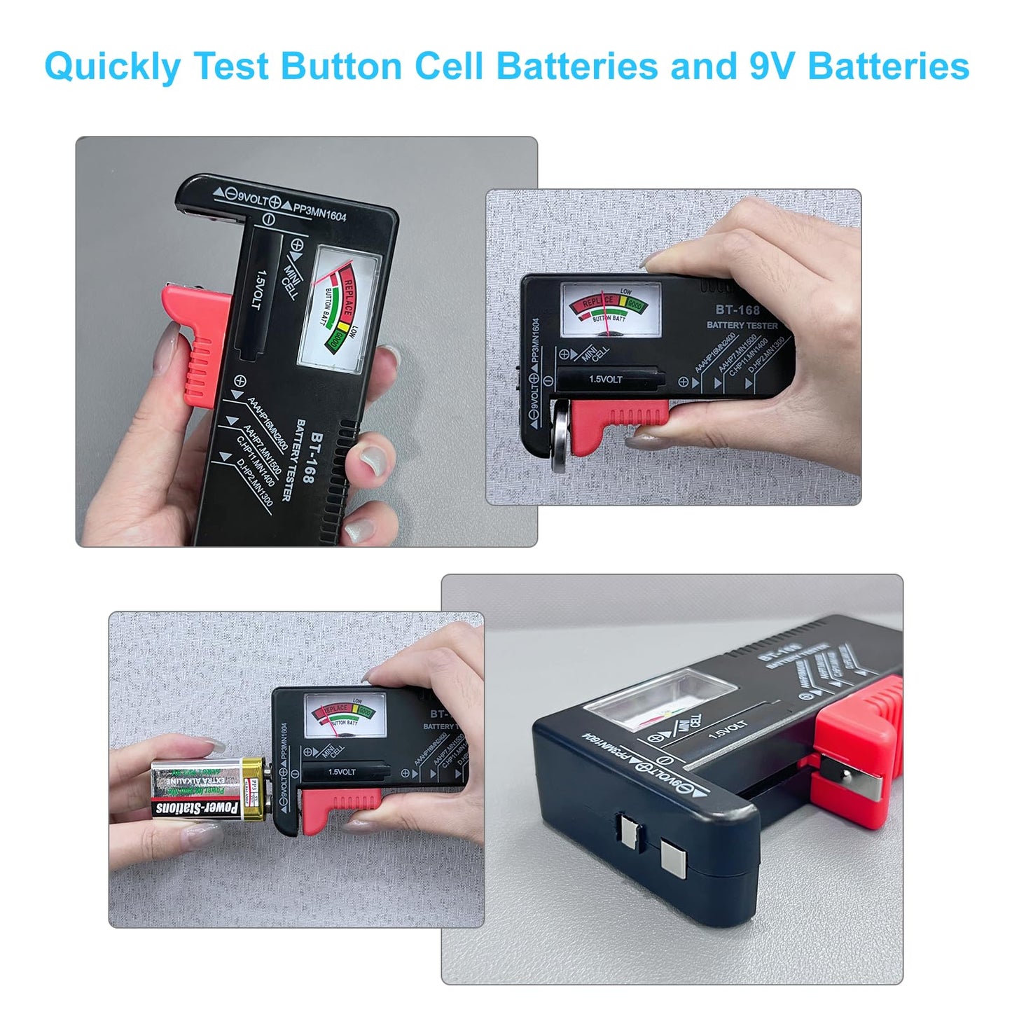 Dlyfull Universal Battery Tester, for AAA AA C D 9V 1.5V Button Cell Household Batteries