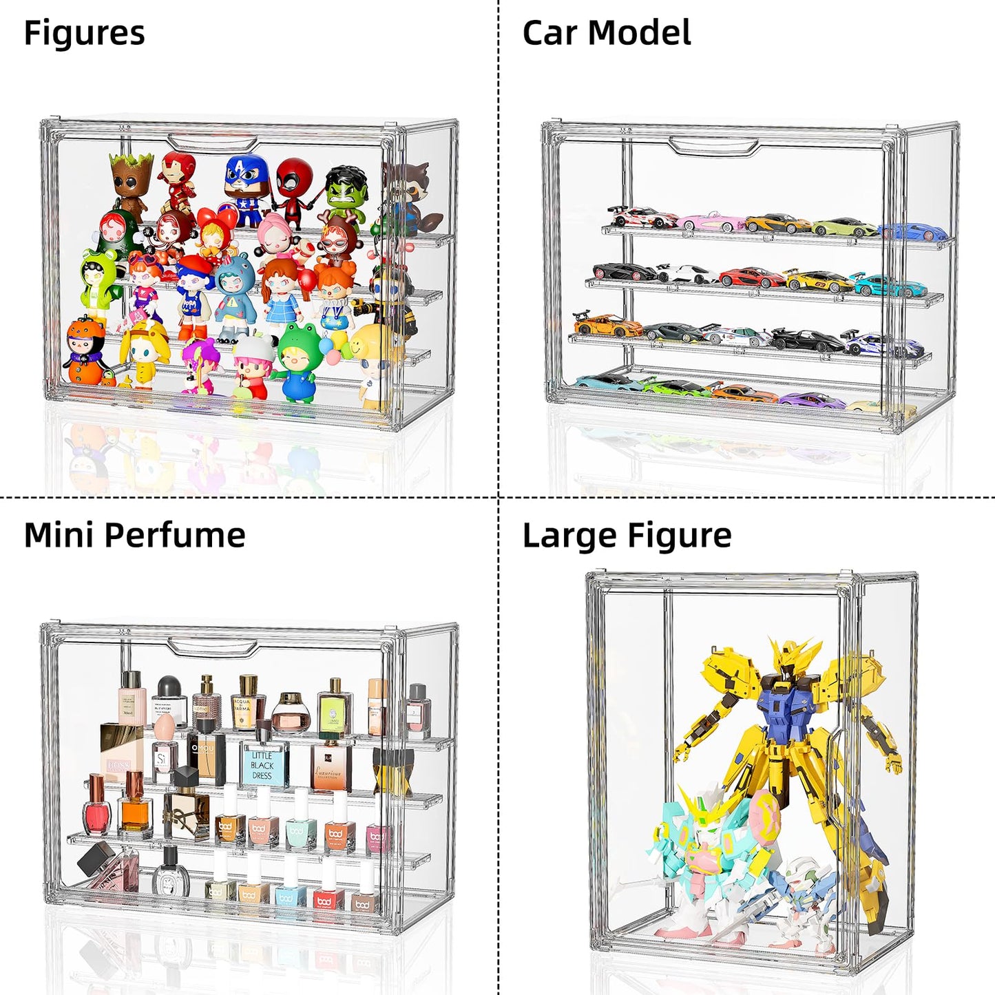 MSHOMELY Acrylic Display Case for Collectibles, 4-Tier Stackable
